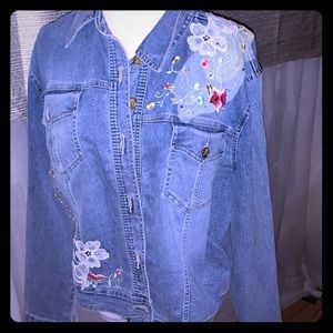 Lane Erica Denim Jacket with floral design XL